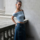 Off-shoulder Short Sleeve Top-Outfit