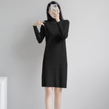 Fongt And Winter With Coat Sweater Dress Women Loose Fashion With Medium And Long Bottoming Over The Knee Knit Dress