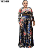African Dinner Dresses For Women 2021 New Diamonds Spring Summer Elegant Gown Flowers Printed Dashiki Long Dress Ladies