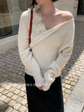Fongt Special Price Does Not Return] Xiu Xixi 2025 Autumn Long-Sleeved V-Neck Flower Knitted Woolen Woman 25370