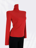 Fongt Cotton Super Soft Pendant Pile Collar Bottom Shirt Female Spring With A Slim Solid Color High Collar Long Sleeve T-Shirt-Outfit