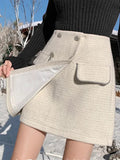 Tweed Sparkle Buttoned Mini Skirt-Outfit