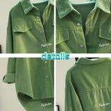 Mid-length Corduroy Shirts Women Autumn Casual Solid Simple All-match Cozy Loose Korean Style College Office Ladies