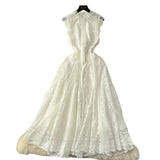 Fongt Retro Romantic Atmosphere Feel Sleeveless Dress Women's Lace Mesh Design Super Fairy Temperament Long Dress
