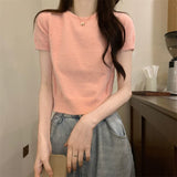 Fongt Shoulder Short Sleeves Short-Sleeved T-Shirt Repair Summer Slim New Design With Stylish Tops