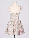 Fongt Feel Dress 2025 Elegant Wind Print High Belt Design Short Sling Princess