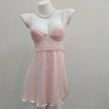 Fongt Lust Lace Spliced Silk Beauty Sling Pyjamas Women Autumn Folded Lace Cup Pyjabs Porcede Thin Home