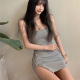 Backless Irregular Sling Dress Summer Women's New Slim Mini Dress-Outfit