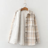 Warm Woolen Coat With Thick Plaid Shirt-Outfit