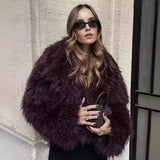 Fongt Women's ZA Autumn And Winter New Fashion With Fur Curly-Haired Fashion Short Coat