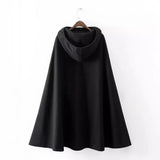And Winter 2024 New Women's Front Forked Woolen Coat With Hat And Cloak-Outfit