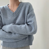 V-Neck Pullover Dark Academia Sweater-Outfit