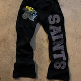 Fongt Popular SAINTS Series Printed Young Casual Broad Leg Trousers Hot