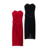 Fongt Knotted Tectared Dress 2025 Spring And Summer Party Body-Outwear Fan Flute Dress