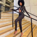 Sexy Hollow Out See Through Long Sleeve Jumpsuits Women Hole Grunge Skinny One Piece Rompers 2021 Fall Harajuku