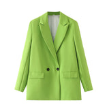 And Summer 2024 New Simple Loose Double-Breasted Suit Jacket New Suit For Women In Spring And Autumn-Outfit