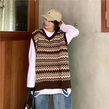 V Neck Chevron Sweater Vest-Outfit