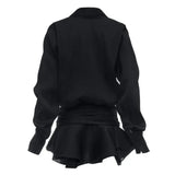 Shirt Lose Long Sleeve Frill Micro Mini Dress-Outfit