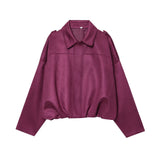 Fongt Women's 2025 New Bat Sleeve Loose-Fitting Velvet Bomber Jacket Jacket