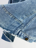 Fongt Heavy A Retro Hong Kong Style Denim Coat Female Early Spring New Korean Version BF Wind Loose Style Short Woolen Denim-Outfit