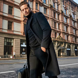 Fongt Men's English Men's Long Coat Long Sleeves And Coat Autumn And Winter Coat