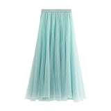 Fongt Long Yarn Skirt Half Dress Girl Autumn And Winter High Waist Long Net Yarn Skirt 100 Folding Skirt A Skirt Fairy Dress 8859
