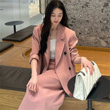 Fongt Version Suit Female Pink Suit Jacket Tea To Wear A Skirt Capable Temperament New Two Korean Suit-Outfit