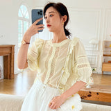 Fongt New Women's Shirt French Design Korean Shirt Femininity Commuting Bubble Sleeve Spring Dress