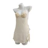 Fongt Pure Lusty Dew Back Pajamas Thin Bud Silk Silk Silk Slings Aja Skirt Short Homewear