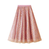 Fongt Embroidered Embroidered Waist-Up Double-Layer Mesh Dress Mid-Summer New Temperament Skirt Half-Dress Dress 1928
