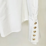 Fongt New Star Fashion Simple Repair White Long-Sleeved Horn Sleeve Shirt