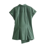 Spring Bow Tie Details Short-Sleeved Poplin Shirt Series 9479048-Outfit