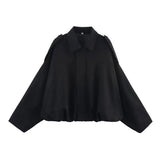 Fongt Women's 2025 Fashion Pilot Jacket Bat Sleeve Zipper Casual Jacket