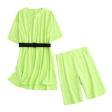 2021 Summer Women's Set 95% Cotton Suit Oversized Sets Long T-shirt Legging Shorts Suits High Quality