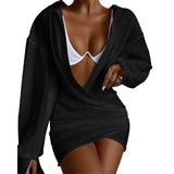 Long Sleeve V-Neck Turn Down Collor New