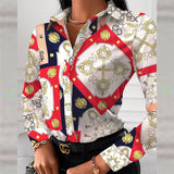 Office Shirt Elegant Turn-down Collar