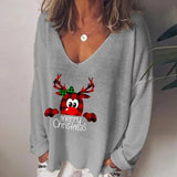 V-neck Long Sleeve Pullover Casual Loose
