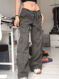 Washed Pocket Patched Cargo Jeans-Outfit