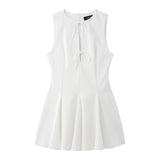 Fongt Women's Clothing 2025 Spring New Women's Wide Swing Bow Dress
