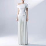 Fongt Summer New Fashion Temperament Pleated Design Sense Single Jacket High Waist Straight Leg Wide Leg Pants Suit Female-Outfit