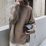 Waxy Milk Department Turtleneck Sweater Autumn Winter Loose Head Lazy Wind Loose Knit Bottom Shirt Jacket Tide-Outfit