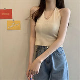 Fongt Club Bundy Sling Female Summer New Solid Color Hanging Neck Vest Hottie Style Sexy Short V Sleeveless
