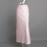 Satin Floral Midi Skirt-Outfit