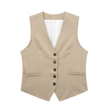 Fongt 2023 New Women's Linen Blend, Vest, Vest And Shorts Set-Outfit