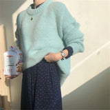 Colors Pink Women Sweater Womens Winter Sweaters Pullover Female Knitting Overszie Long Sleeve Loose Knitted Outerwear White-Outfit