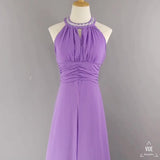 Burst Version Of Hanging Neck Nail Beads Large Shoulder-Length Sexy Dress Chiffon Dress Long Dress-Outfit