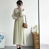 Spring Summer New Peter Pan Collar Vintage Little Dress Long Sleeve Sweet Style Dress
