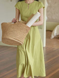 Fongt Red Design Sense Of A Small Gentle And Comfortable French Buckle Round Neck-Up Dress Temperament Thin Dress