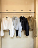 [He] Spring New Leisure High Collar Simple Hemp Sense Easy Versatile Rope Jacket V6137-Outfit