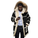 Fongt Men's Bag Youth Solid Color Splicing Casual Repair Hooded Winter Coat